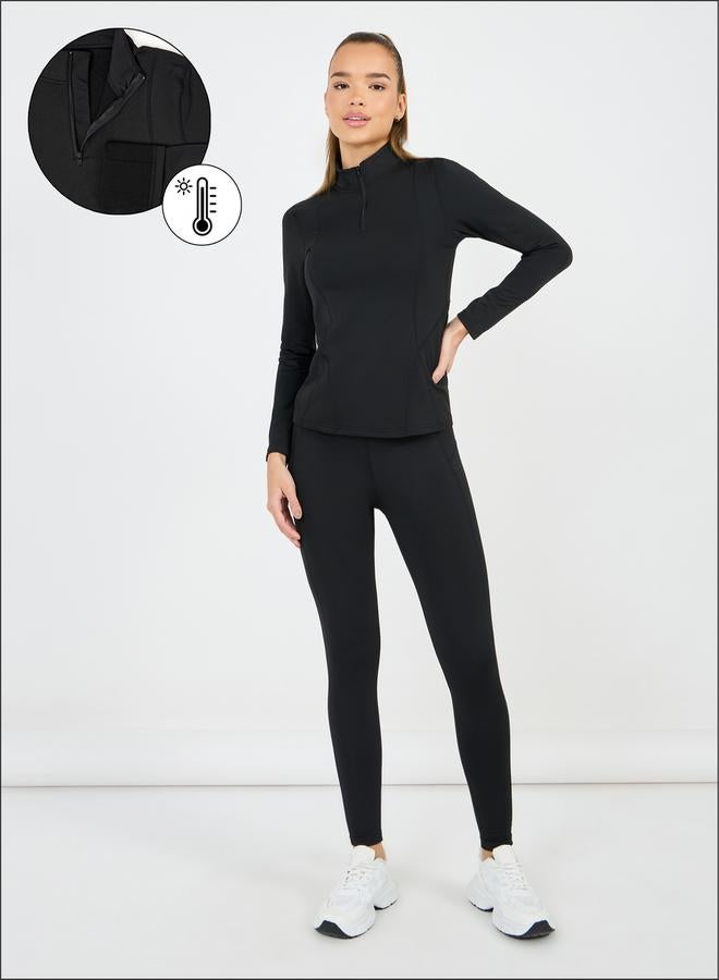 Styli Active Fleece Half Zip Long Sleeves Top and Leggings Set - Image 1