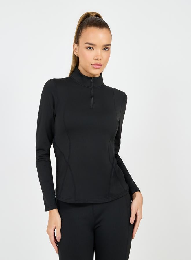 Styli Active Fleece Half Zip Long Sleeves Top and Leggings Set - Image 2