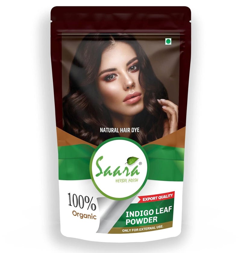 SAARA Indigo Powder Organic for Hair Black Colour 700 Grams Natural Avuri Leaf Powder Neela Amari Neel Patti Neelayamari Neli Aku Indico Powder Pack of 7 x 100g  Premium Package aluminum foil inner - Image 1