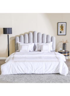 Bloom Eunoia Embroidered 5 Piece King Comforter Set 100% Cotton 200 Thread Count Spi Percale Filling 100% Polyester Breathable Bedding Sheet And Pillow Cases L 240x260 cm White