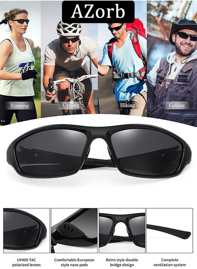 AZorb Polarized Sports Sunglasses Men Women TPEE Frame for Men's Sun Glasses Lightweight Eye Sunglasses Accessories UV400 Protection Shades for Cycling Driving Travel  - Image 3
