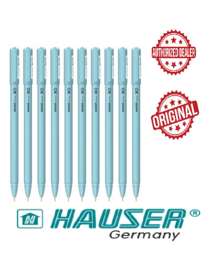 هاوزر جيرماني قلم حبر جاف أصلي من Hauser XO مقاس 0.7 مم، تصميم بسيط وأنيق، لمسة نهائية غير لامعة وجسم صلب، حبر منخفض اللزوجة مع طرف متين للغاية، حبر أزرق، عبوة من 10 أقلام - Image 1