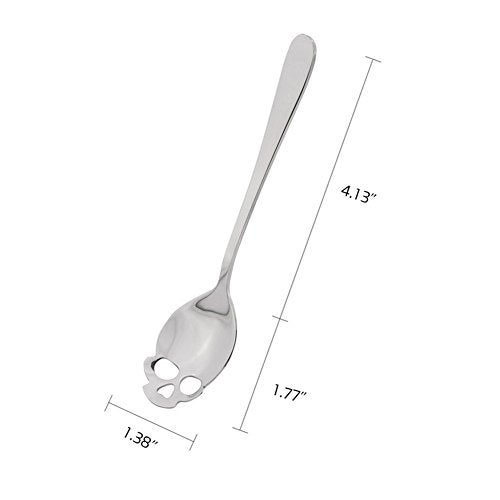 CILEONBE 304 Stainless Steel Skull Sugar Spoon Dessert Tea Coffee Stirring Spoon Set of 6 (Black) - Image 5