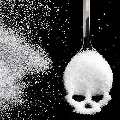 CILEONBE 304 Stainless Steel Skull Sugar Spoon Dessert Tea Coffee Stirring Spoon Set of 6 (Black) - Image 2