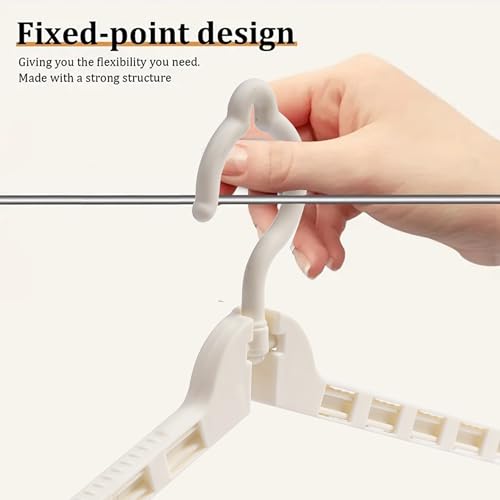 LivingBasics 4 Pieces Expandable Hangers for Clothes with 360° Rotating Hook/Extendable Hanger for Kids/Telescopic Wardrobe Hanger Ideal for Coat, Sweaters, Jackets, Bath Towels, Pants (Cream) - Image 5