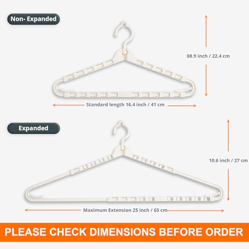 LivingBasics 4 Pieces Expandable Hangers for Clothes with 360° Rotating Hook/Extendable Hanger for Kids/Telescopic Wardrobe Hanger Ideal for Coat, Sweaters, Jackets, Bath Towels, Pants (Cream) - Image 2