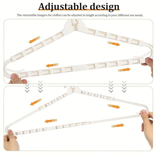 LivingBasics 4 Pieces Expandable Hangers for Clothes with 360° Rotating Hook/Extendable Hanger for Kids/Telescopic Wardrobe Hanger Ideal for Coat, Sweaters, Jackets, Bath Towels, Pants (Cream) - Image 3