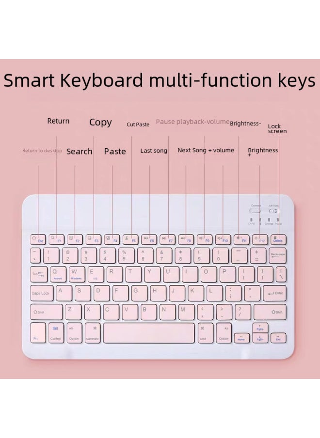 Generic - For IPad Tablet PC Bluetooth Keyboard Android For Apple Mobile Wireless Bluetooth Keyboard Mouse Learning Machine-Color:10inch Yellow + Dual-mode Charging Bluetooth Mouse (with Charging Cable) (boxed Packaging) - Image 1