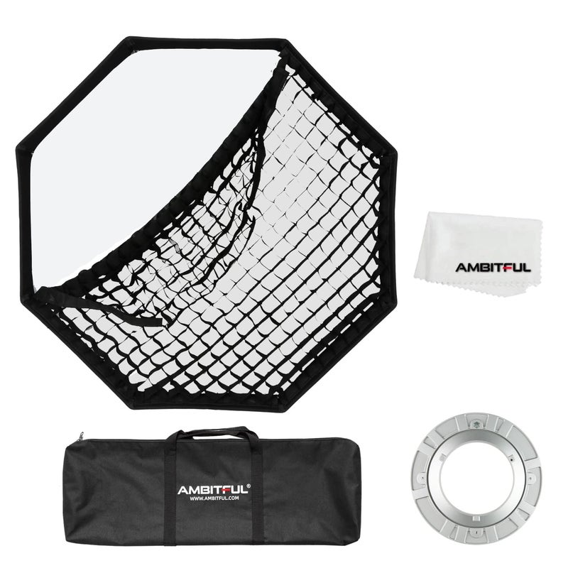AMBITFUL FW95 95cm37inch Octagon Honeycomb Grid Bowens softbox with Honeycomb Grid Carrying Bag for Bowens Mount lampFW95 95cm37inch