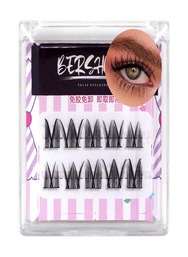 BERSHNOR Self Adhesive Eyelashes Individual Lash Clusters Pre Glued Eyelash Clusters for Date Glue-Free False Lashes - Image 1