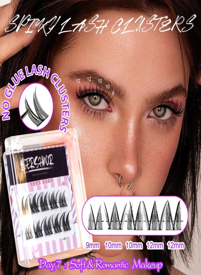 BERSHNOR Self Adhesive Eyelashes Individual Lash Clusters Pre Glued Eyelash Clusters for Date Glue-Free False Lashes - Image 2