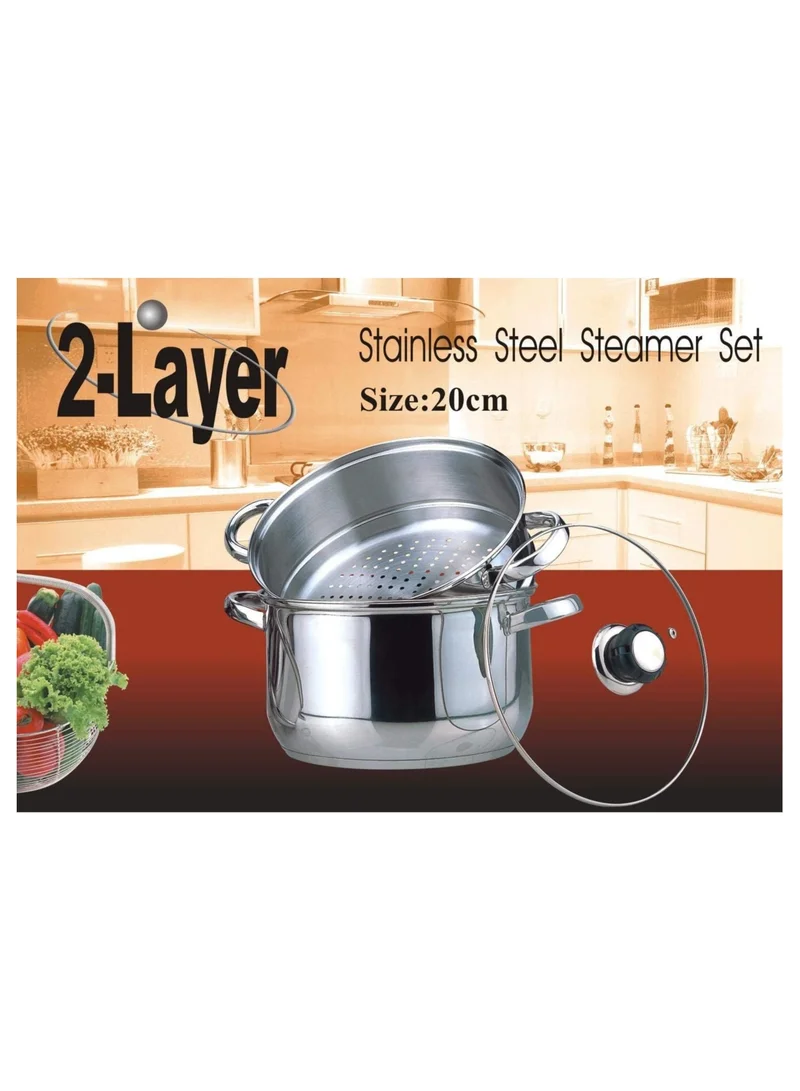 Wilson 2 Layer Stainless Steel Steamer Set 20Cm Jy-174/23 Silver