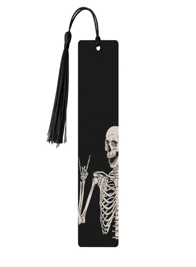 Dewoofly Skull Double-Sided Printed Wooden Bookmarks, Rock and Roll Notebook Accessories Birthday Presents for Men Women Presents for Book Lovers - Image 1