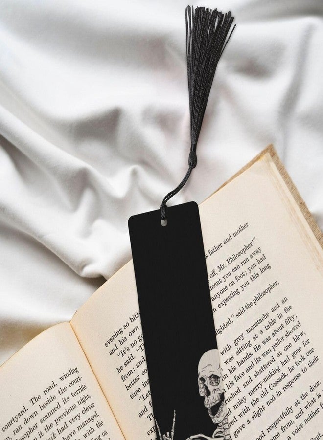 Dewoofly Skull Double-Sided Printed Wooden Bookmarks, Rock and Roll Notebook Accessories Birthday Presents for Men Women Presents for Book Lovers - Image 4