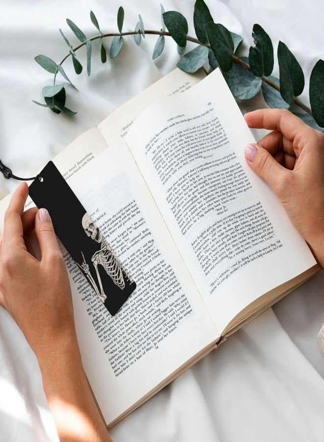 Dewoofly Skull Double-Sided Printed Wooden Bookmarks, Rock and Roll Notebook Accessories Birthday Presents for Men Women Presents for Book Lovers - Image 5