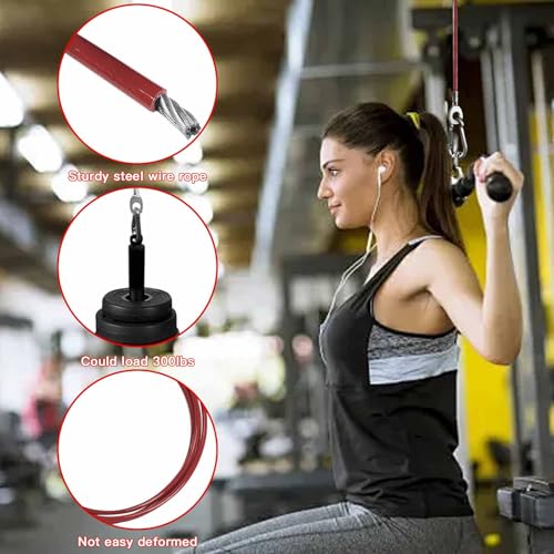 AIKESIWAY Replacement Cables for Home Gym, Fitness Pulley Cable, Weight Machine Replacement Cable -Thick 5mm(0.2inch) Heavy Duty Steel Wire Rope for Home Gym Cable (Type-A red, 39 inches) - Image 3