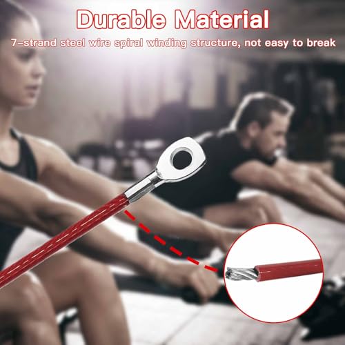 AIKESIWAY Replacement Cables for Home Gym, Fitness Pulley Cable, Weight Machine Replacement Cable -Thick 5mm(0.2inch) Heavy Duty Steel Wire Rope for Home Gym Cable (Type-A red, 39 inches) - Image 4