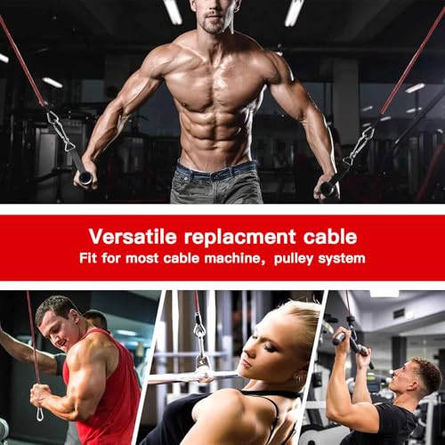 AIKESIWAY Replacement Cables for Home Gym, Fitness Pulley Cable, Weight Machine Replacement Cable -Thick 5mm(0.2inch) Heavy Duty Steel Wire Rope for Home Gym Cable (Type-A red, 39 inches) - Image 5