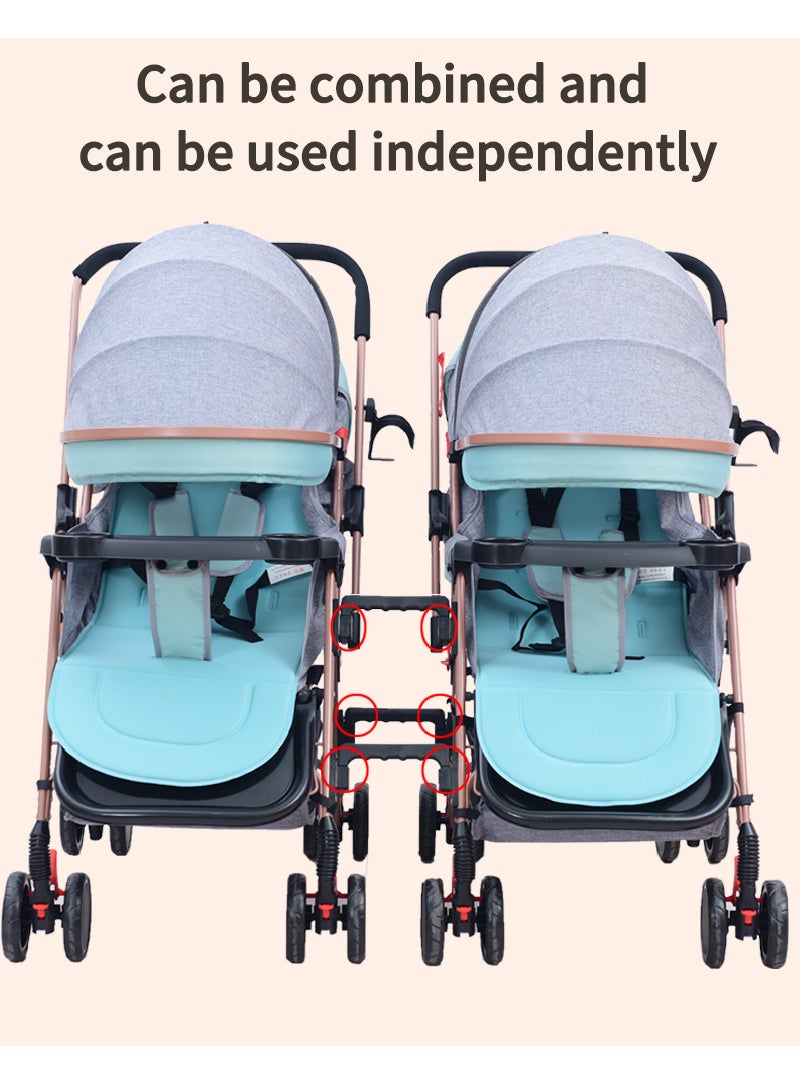 MaBaby Grey Breathable Portable Twin Stroller - Image 4