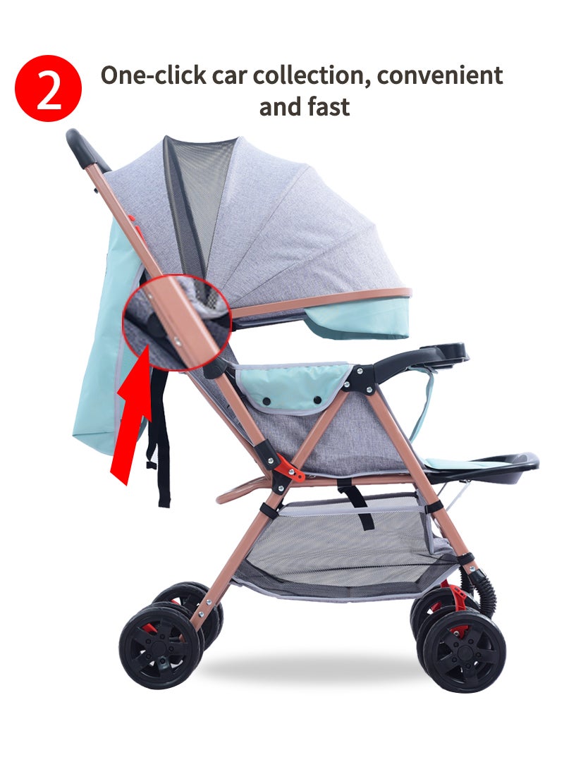 MaBaby Grey Breathable Portable Twin Stroller - Image 5