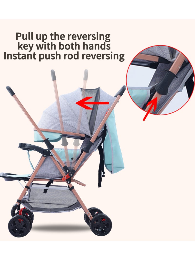 MaBaby Grey Breathable Portable Twin Stroller - Image 2
