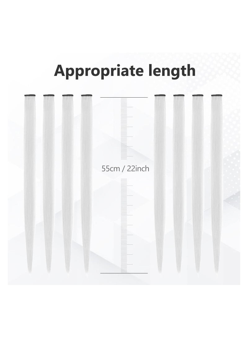 إستيل وصلات شعر ملونة مقاس 22 بوصة من Estelle ، مشبك متعدد الألوان للحفلات في وصلات الشعر الاصطناعية (10 قطع بيضاء) - Image 3