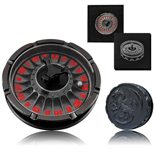 FLUEFOWL G20 Roulette Dice Spinner for DND Dice Set D20 Dragon Metallic DD Dice with Gift Case for DND Game RPG Role Playing Table Game Gifts Blackred - Image 1