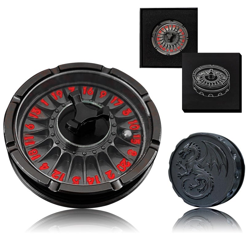 FLUEFOWL G20 Roulette Dice Spinner for DND Dice Set D20 Dragon Metallic DD Dice with Gift Case for DND Game RPG Role Playing Table Game Gifts Blackred - Image 2