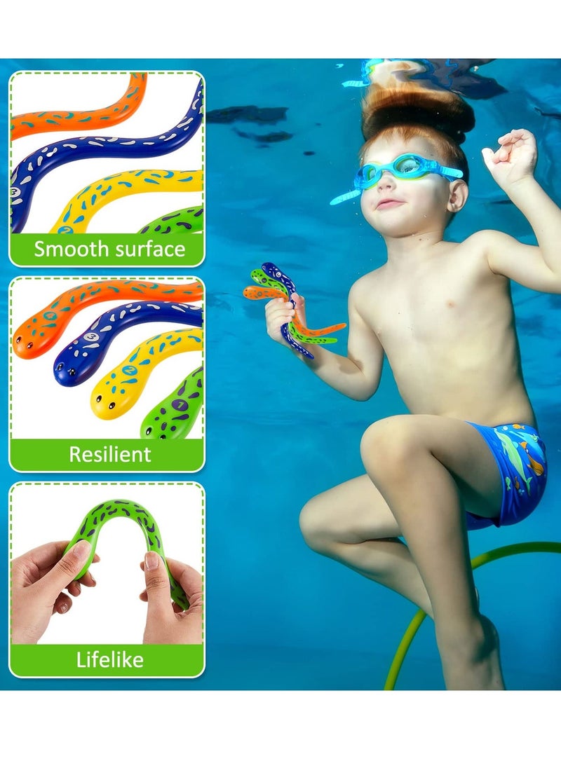 8 Pcs Pool Diving Toys, Water Snake Underwater Swimming Pool Toys, Training Dive Toys for Toddlers, Teens, and Adults, Bath Catch Game - Image 3