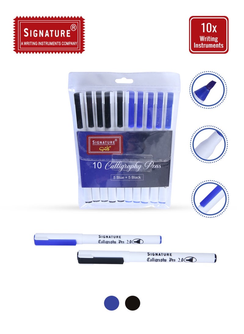 Signature Signature Katib 202 Fiber-TIp  Calligraphy Pens (5 Blue + 5 Black) for Lining and Calligraphy  - Image 1