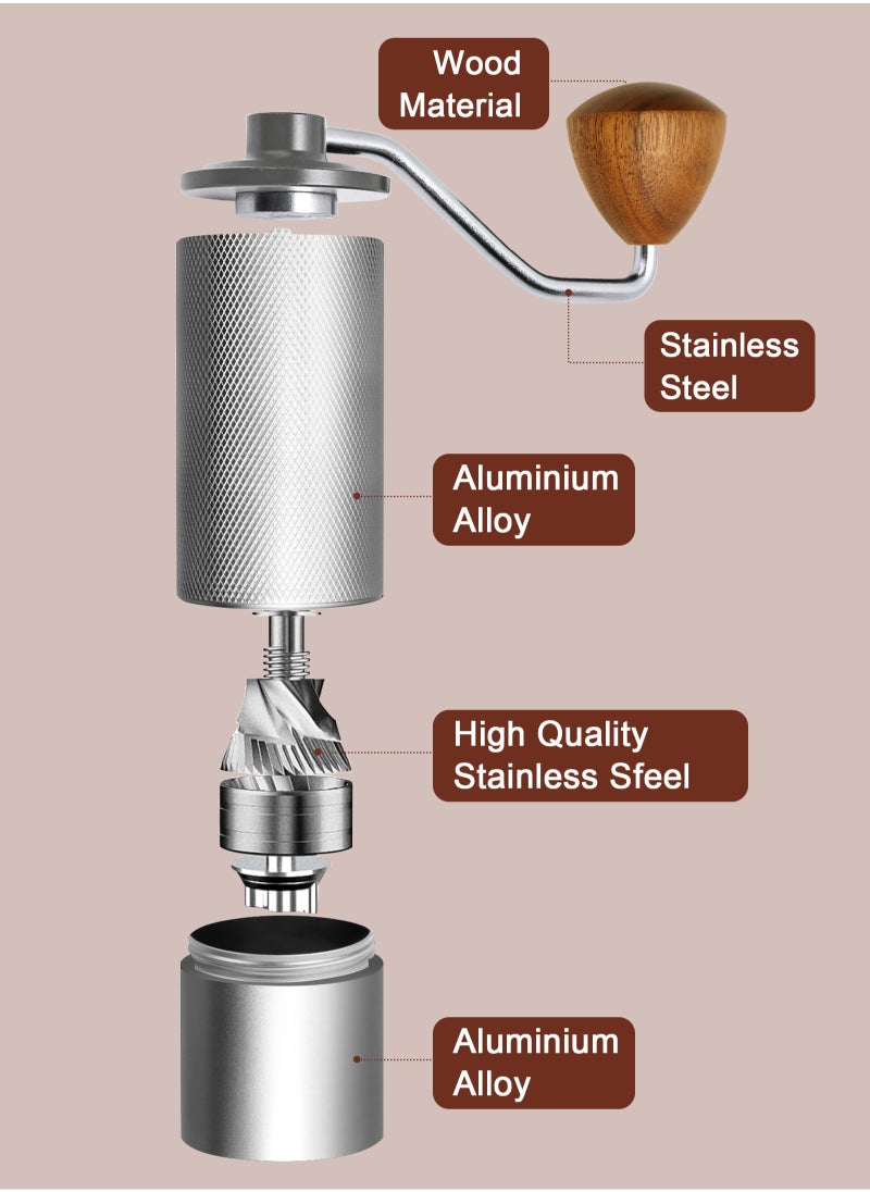 HomarKet - Manual Coffee Grinder Capacity 25g with CNC Stainless Steel Conical Burr, Internal Adjustable Setting, Double Bearing Positioning, French Press Coffee for Hand Grinder - Image 1