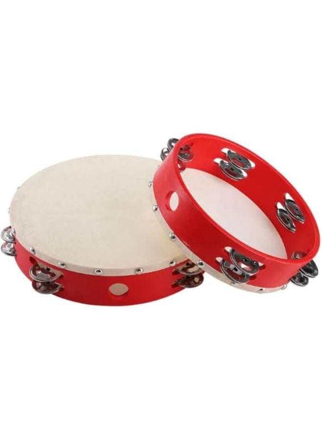 Megarya 2-Piece Hand Drum for Children, Hand Drum Percussion, Tambourine Drum, Wooden Hand Drums, Tambourine Percussion, Handheld Tambourine, Wooden Tambourine with Bell, Drum - Image 1