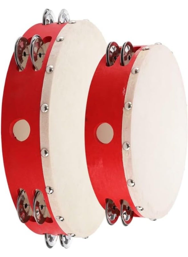 Megarya 2-Piece Hand Drum for Children, Hand Drum Percussion, Tambourine Drum, Wooden Hand Drums, Tambourine Percussion, Handheld Tambourine, Wooden Tambourine with Bell, Drum - Image 3
