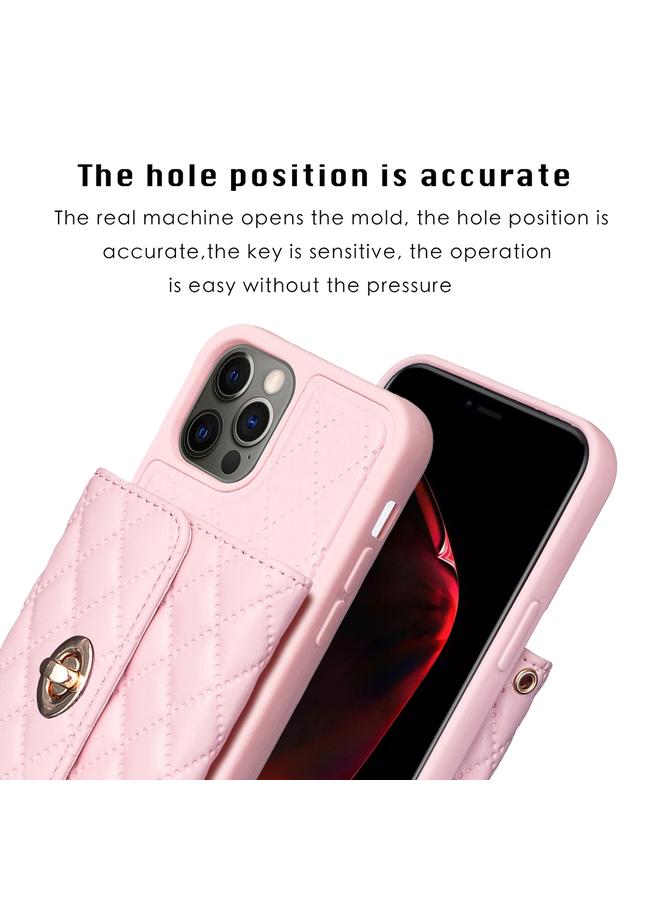 Zaboon Case For iPhone 12 / 12 Pro Horizontal Metal Buckle Wallet Rhombic Leather Phone Case - Image 3