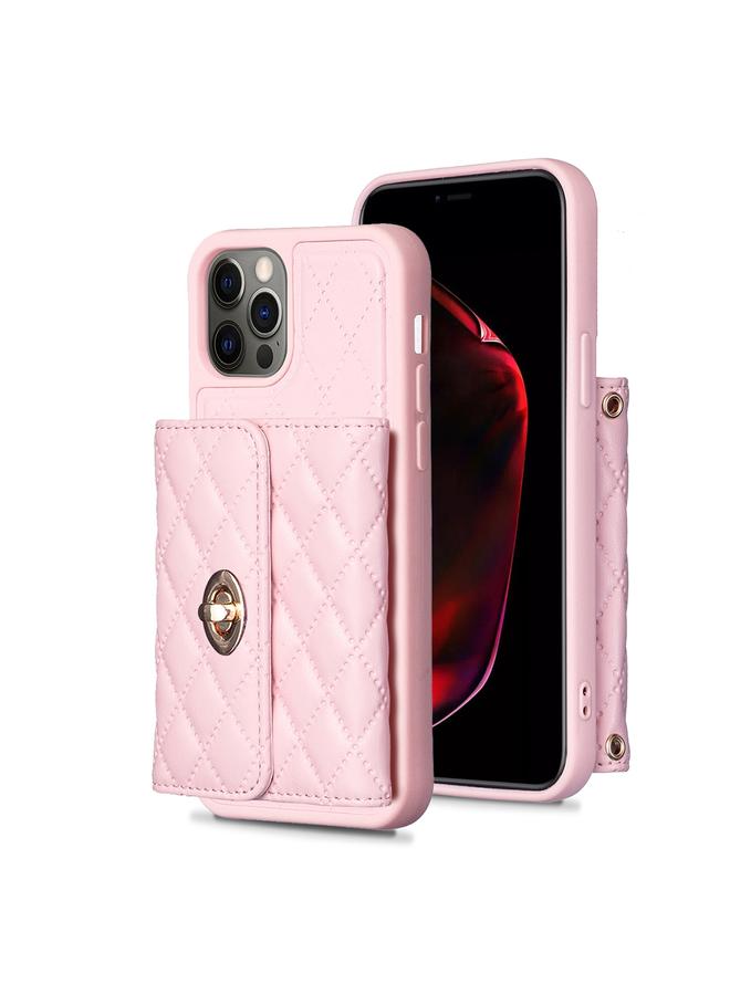 Zaboon Case For iPhone 12 / 12 Pro Horizontal Metal Buckle Wallet Rhombic Leather Phone Case - Image 1