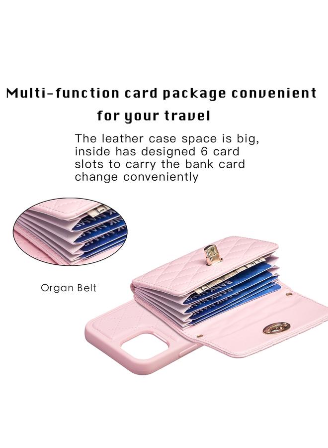 Zaboon Case For iPhone 12 / 12 Pro Horizontal Metal Buckle Wallet Rhombic Leather Phone Case - Image 4