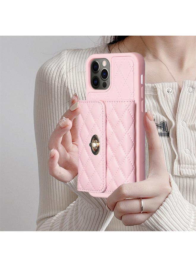 Zaboon Case For iPhone 12 / 12 Pro Horizontal Metal Buckle Wallet Rhombic Leather Phone Case - Image 2