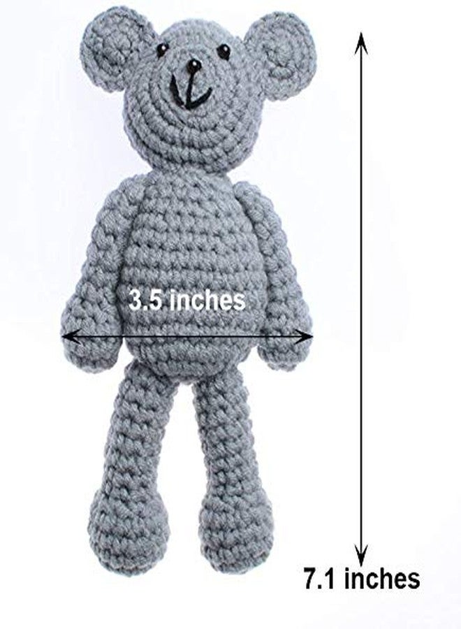ECYC Newborn Baby Bear Hat Beanie with Bear Dolls Photography Accessories Grey - Image 2