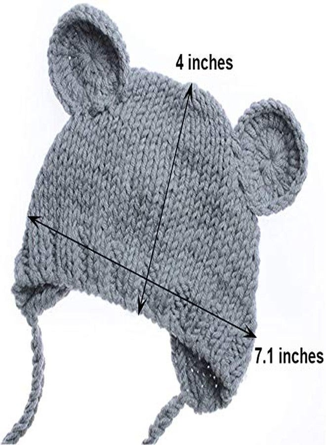 ECYC Newborn Baby Bear Hat Beanie with Bear Dolls Photography Accessories Grey - Image 3