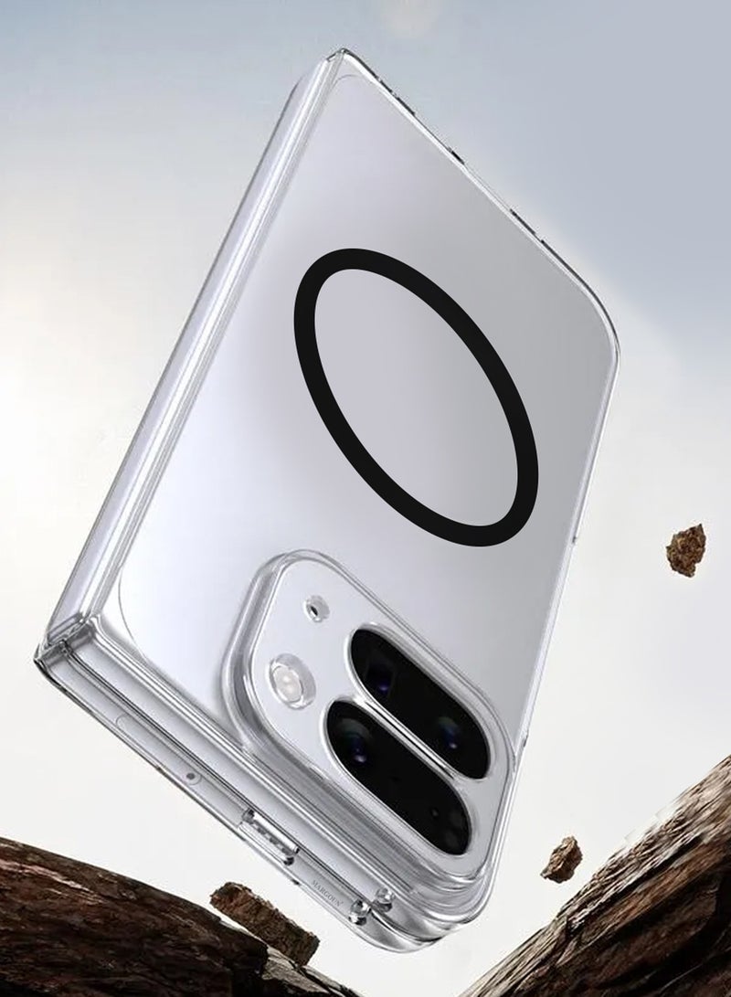 Transparent Shockproof Case for Google Pixel 10 Pro Fold - Slim Magnetic Cover with Raised Edges, Anti-Slip Grip & Clear Screen Shield - Clear - Image 4