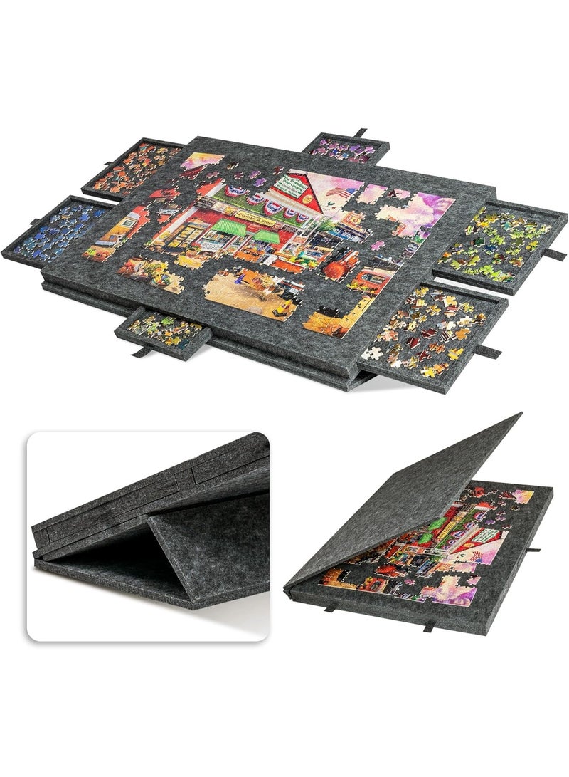 ECLux Tilting Puzzle Board with 2-in-1 Designed Stand & Cover, Super Lightweight Felt Plateau Storage with 6 Drawers for Adults & Kids, Portable Jigsaw Puzzle Table for Up to 1000 Pieces - Image 1