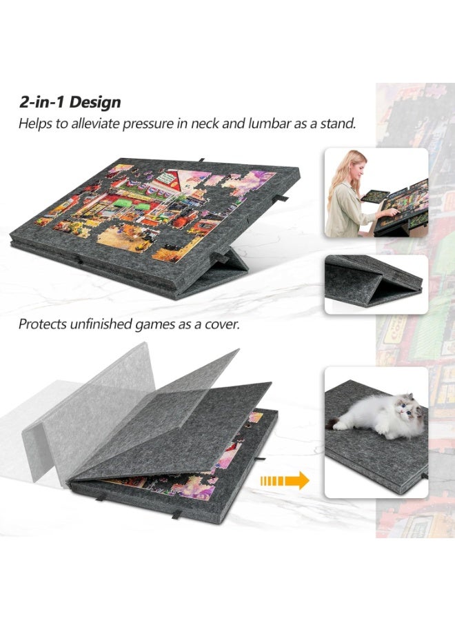 ECLux Tilting Puzzle Board with 2-in-1 Designed Stand & Cover, Super Lightweight Felt Plateau Storage with 6 Drawers for Adults & Kids, Portable Jigsaw Puzzle Table for Up to 1000 Pieces - Image 2