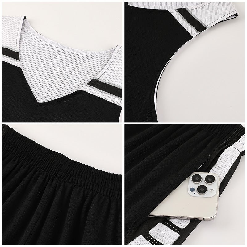 Double-Sided Basketball Uniform Suit For Men, Printed American Basketball Game Team Uniform, Kidsren'S Student Number Printed Reversible Basketball Uniform - Image 4
