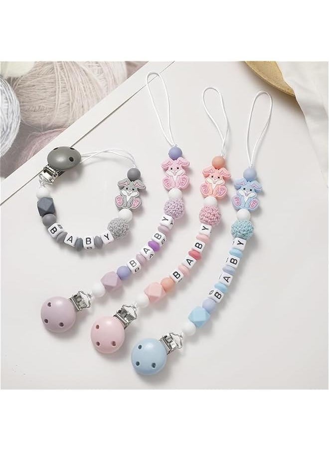 Generic - Pacifier Clip with Baby Name,Personalized Silicone Beaded Pacifier Clips,Customized Stroller Clip with Name for Newborn - Image 1