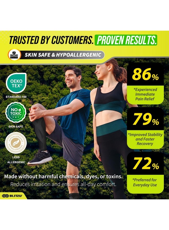 BLITZU BLITZU Calf Compression Sleeves for Men and Women. Footless Compression Socks Support for Varicose Vein, Nursing, Running. Leg Sleeve Brace for Shin Splints, Pain Relief & Reduces Swelling Black L-XL - Image 4