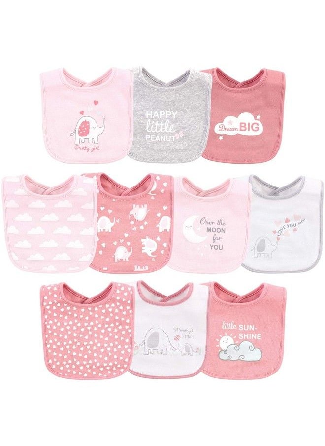 Luvable Friends - Unisex Baby Interlock Cotton Drooler Bibs Girl Basic Elephant One Size - Image 1