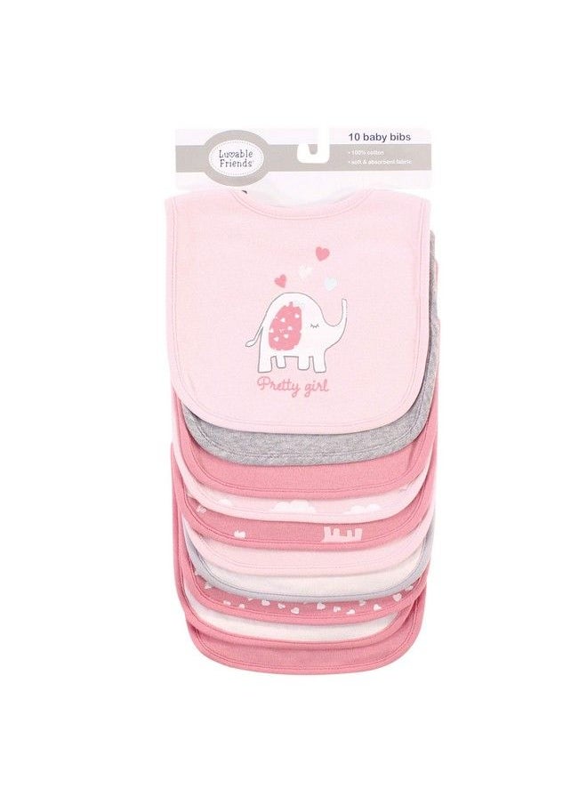 Luvable Friends - Unisex Baby Interlock Cotton Drooler Bibs Girl Basic Elephant One Size - Image 1
