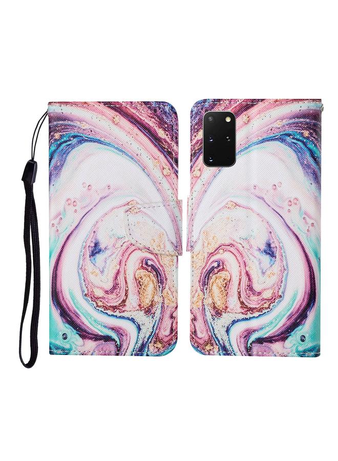 اس-توب جراب لهاتف Samsung Galaxy S20+ بنمط رسم ملون، جراب جلدي قلاب أفقي مع حامل وفتحات للبطاقات ومحفظة وحبل - Image 1