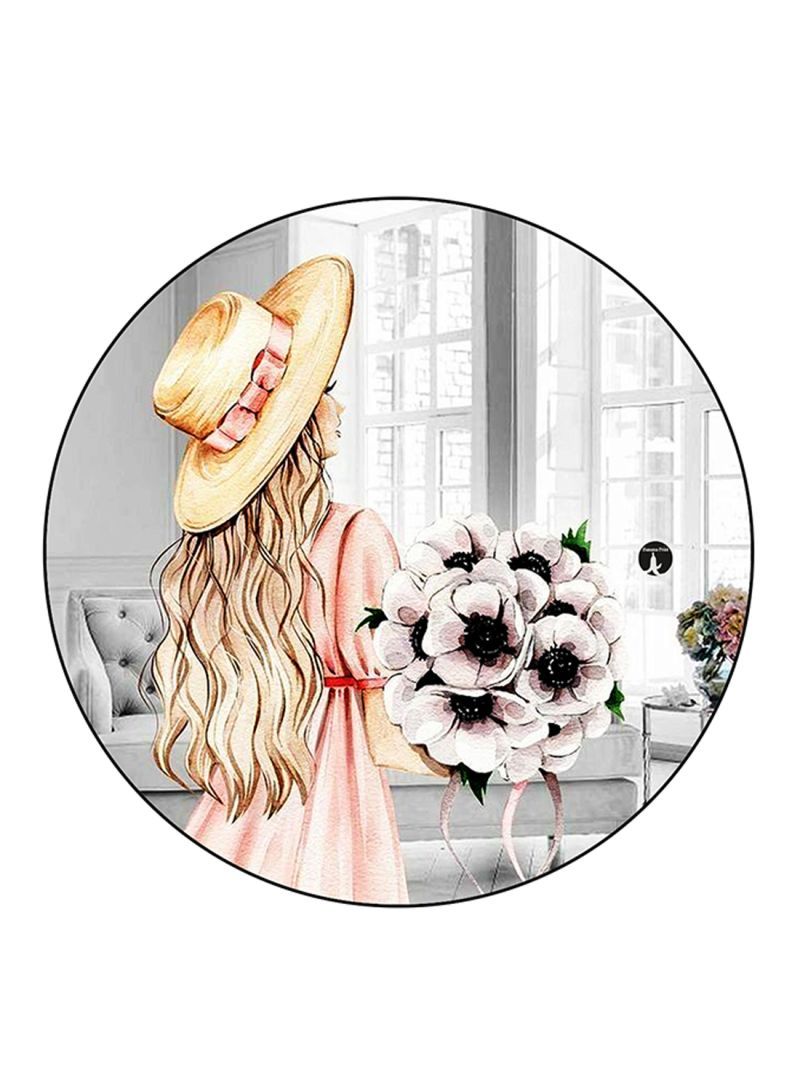 RKN Girl Printed Mouse Pad Round  Multicolour