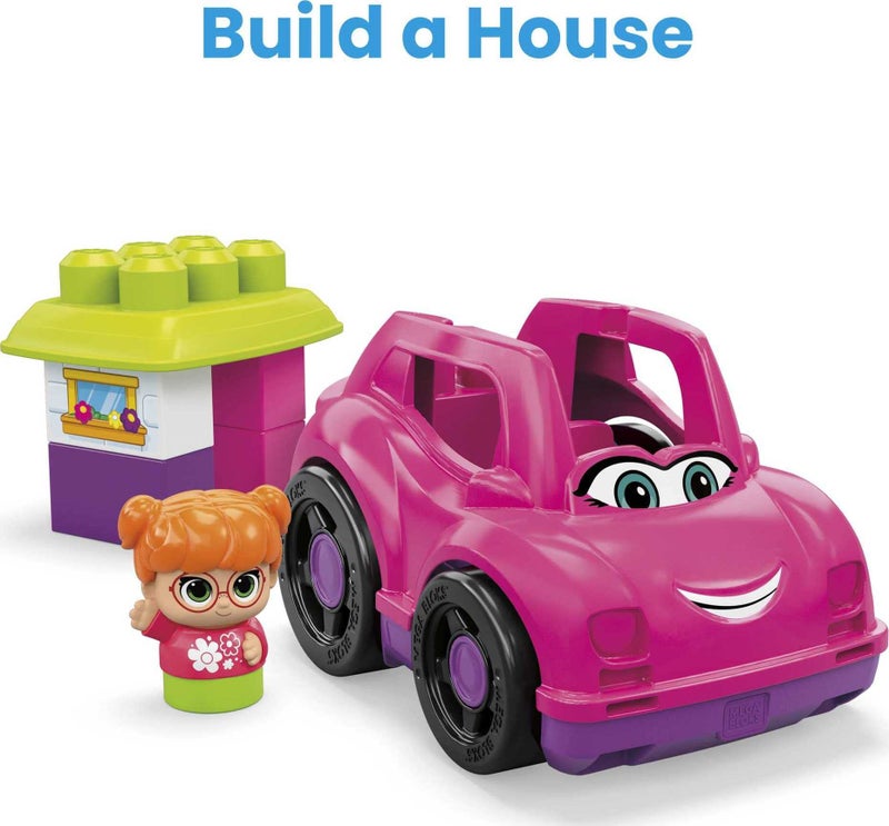 Mega Brands MEGA BLOKS First Builders Toddler Building Blocks Toy Set, Catie Convertible with 6 Pieces and Storage, 1 Figure, Pink, Ages 1+ Years - Image 3
